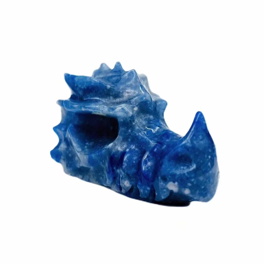 Handcrafted Blue Aventurine Dragon Skull Sculpture - Natural Crystal Reiki Healing Statue for Men, Unique Collectible Home Decor Gift for Meditation & Spiritual Healing | Feng Shui Office Display & Fantasy Collection Centerpiece