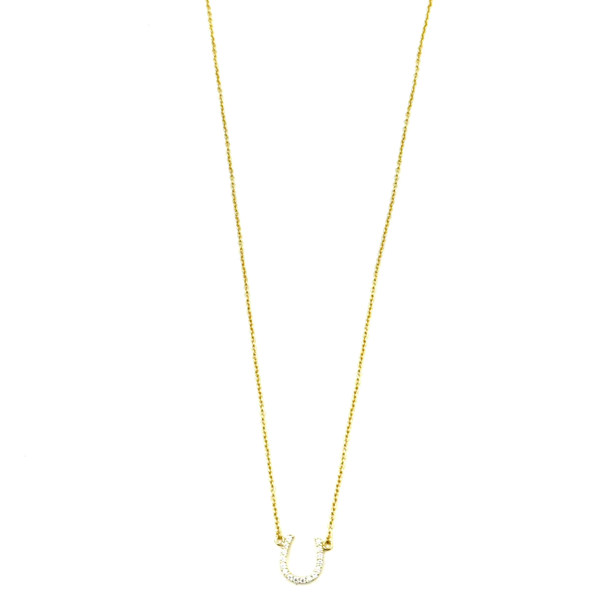 Ashley Gold Sterling Silver Horseshoe CZ Pendant Necklace for Women - Elegant Jewelry Gift for Birthday, Anniversary & Good Luck Charm