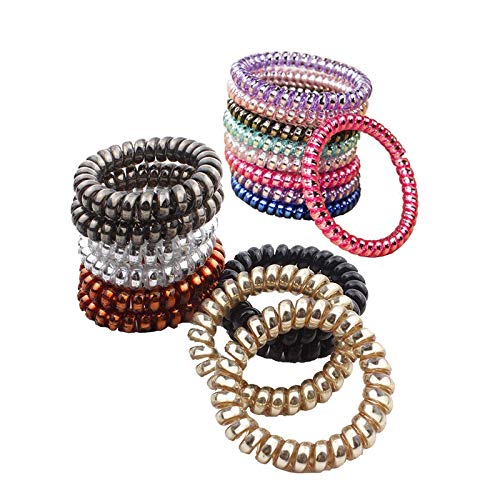 Shidara No Crease Spiral Hair Ties - 15 Pack Traceless Elastic Ponytail Holders for Women & Girls | Phone Cord Hair Bands for Workout, Yoga, Office & Everyday Use