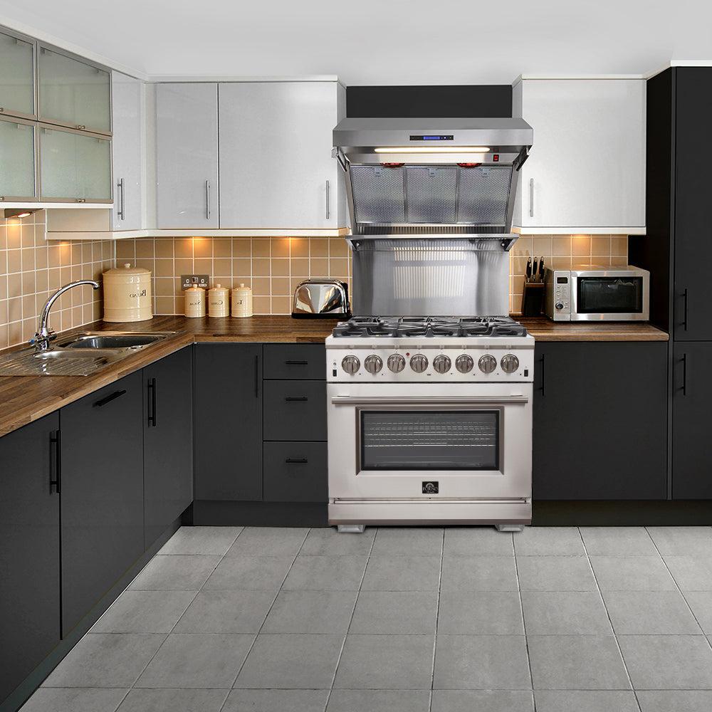Forno Galiano Gold Professional 36-Inch 5.32 cu.ft Freestanding All Gas Range - Stainless Steel (Model FFSGS6244 36) | Perfect for Home Kitchens & Professional Chefs