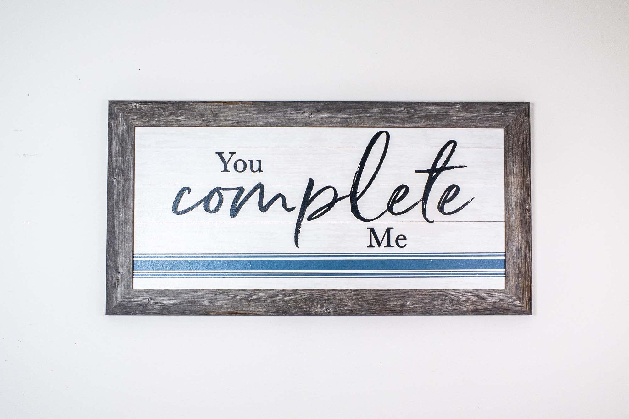 You Complete Me Love Sign - Romantic Wedding Bedroom Decor for Couples, Home Wall Art - Perfect for Anniversaries, Valentine's Day & Newlywed Gifts