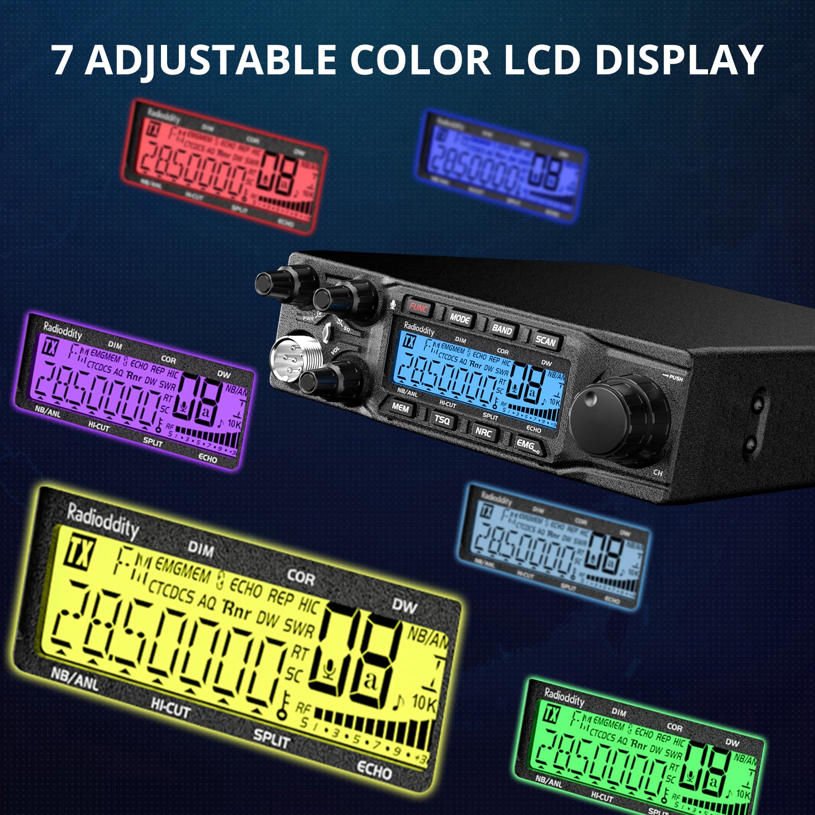 Radioddity QT80 10 Meter Ham Radio - 80W High Power, FM/AM/SSB/CW/PA Modes, Noise Reduction & Microphone Gain - Ideal for Truckers, Off-Roading & Emergency Communication