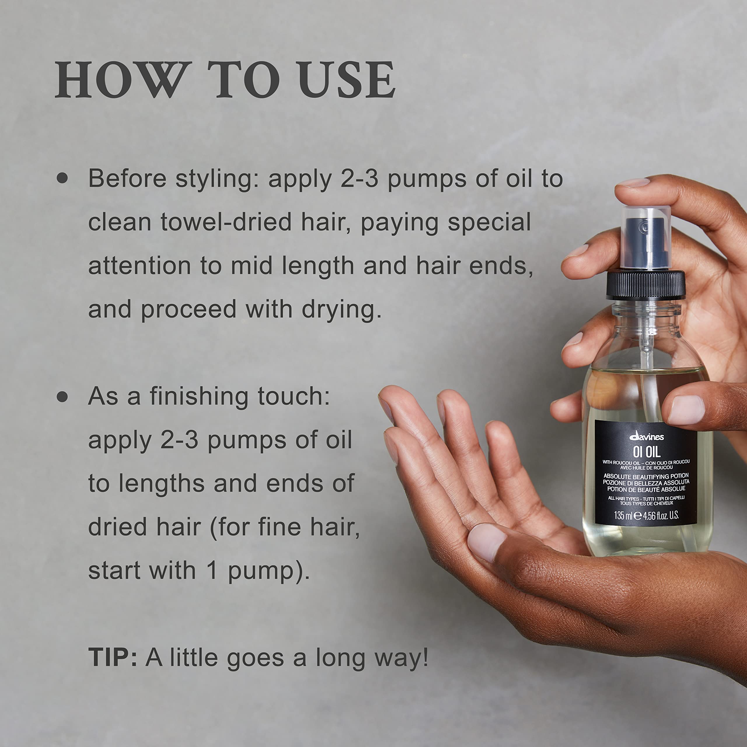 Davines OI Oil - Weightless Hair Oil for Dry, Coarse & Curly Hair | Frizz Control Treatment | Soft, Shiny Hair | Perfect for Daily Styling & Hydration