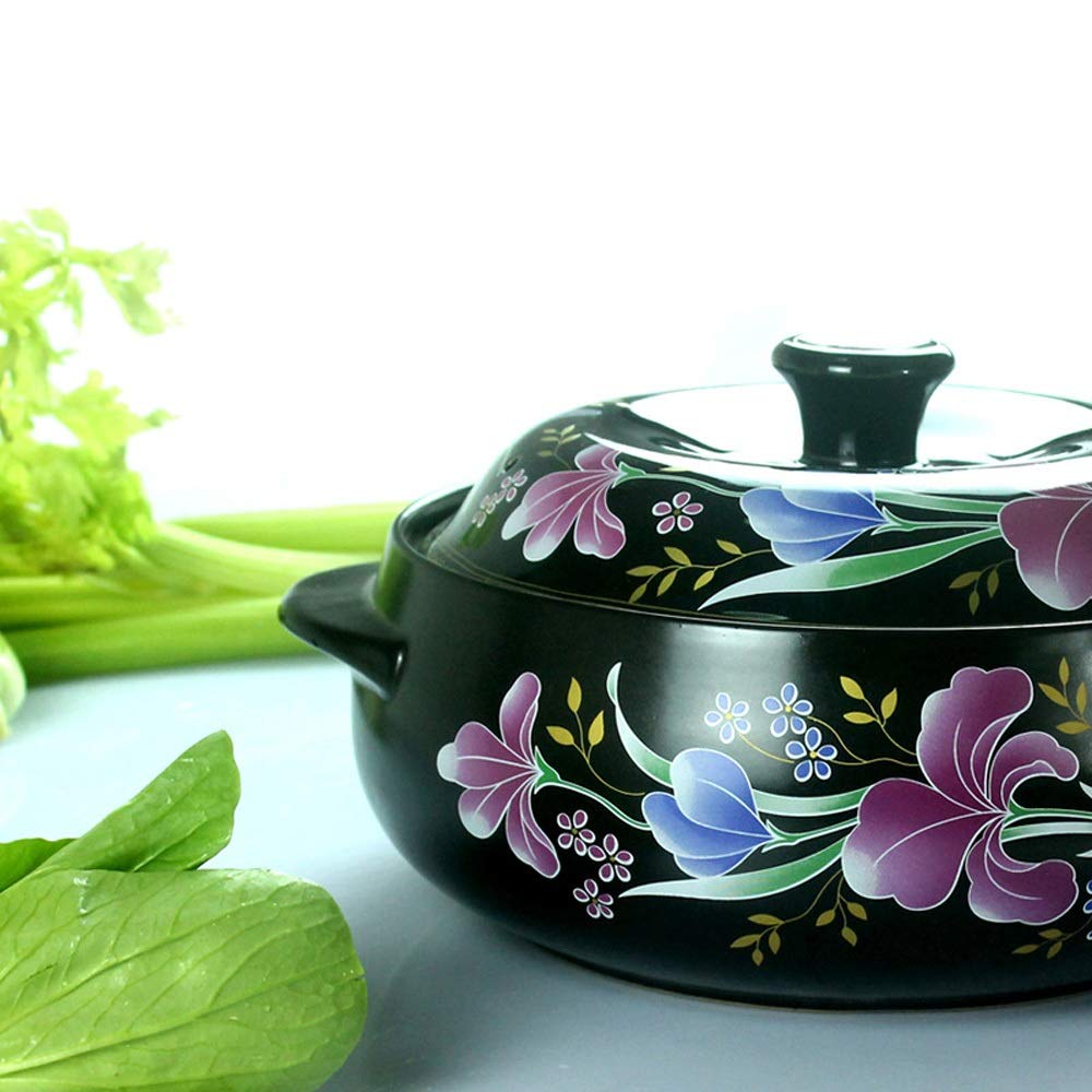 Lily Soup Pot - 3.8L Ceramic Casserole for Rice Vermicelli, Braised Chicken & Herbal Stews | Perfect for Slow Cooking, Family Meals & Traditional Chinese Medicine Preparation