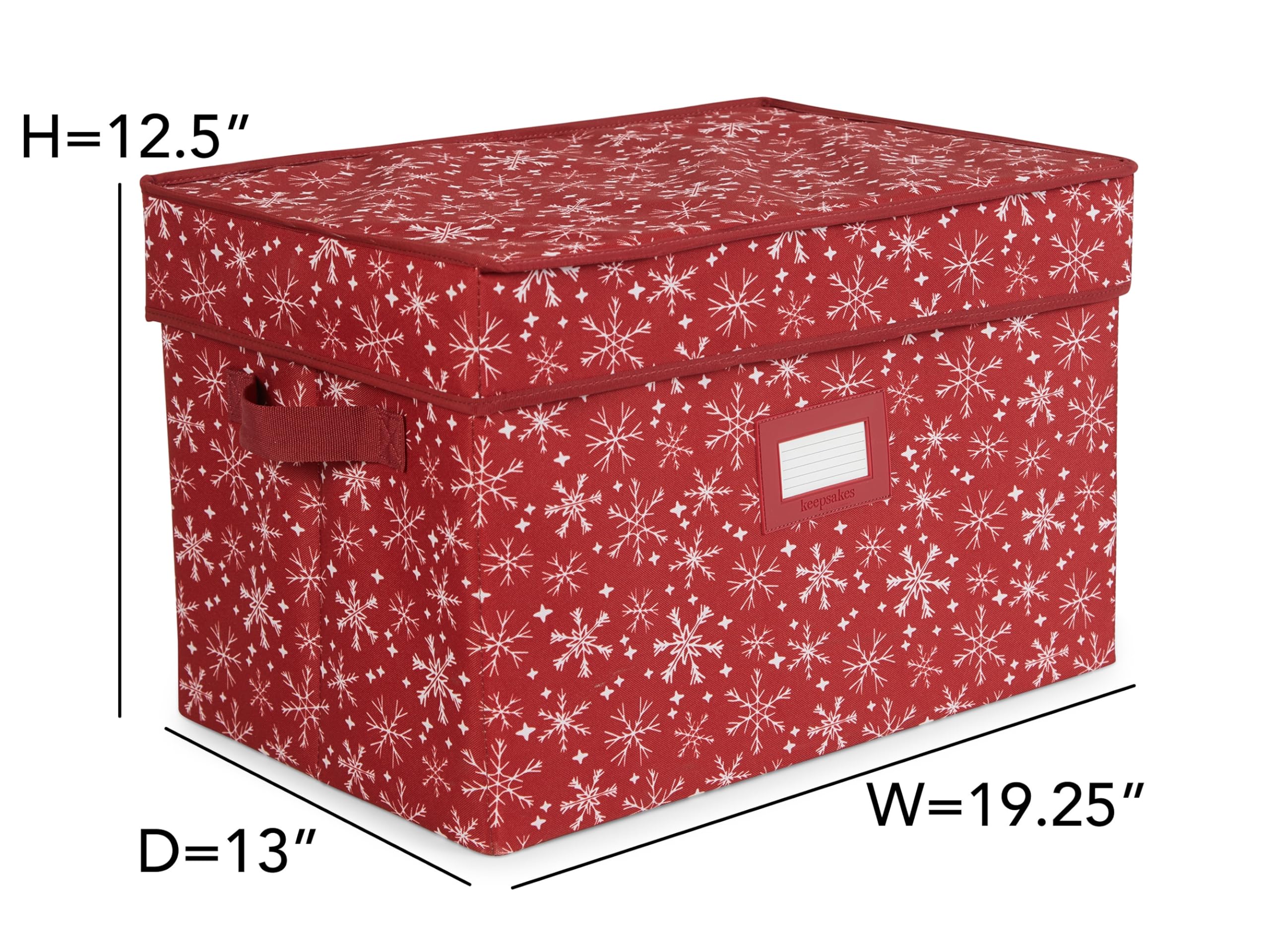 Covermates Adjustable Ornament Storage Box with Handles - Holiday Decor Organizer for Christmas Tree Ornaments, Red Snowflake Design | Perfect for Seasonal Decoration Protection & Compact Storage