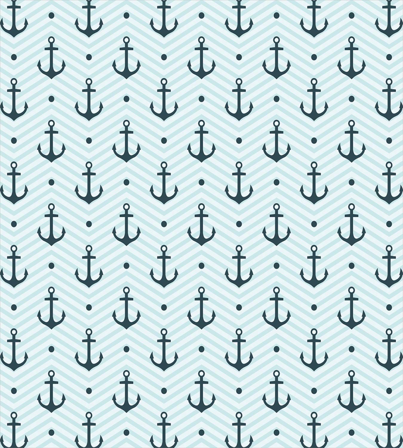 Ambesonne Anchor Duvet Cover Set - Ocean Inspired Zigzag Pattern with Nautical Anchor & Dots Design, 3 Piece Queen Size Bedding Set with 2 Pillow Shams in Seafoam Teal | Perfect for Coastal, Beach House & Summer Themed Bedroom Decor
