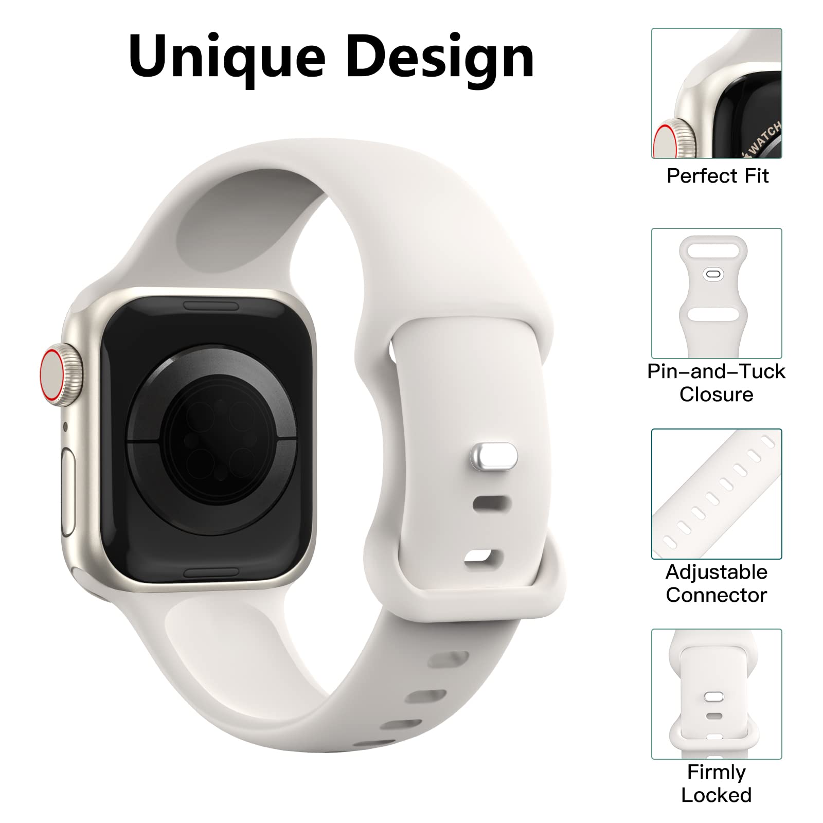 3 Pack Soft Silicone Sports Bands Compatible with Apple Watch 38mm 40mm 41mm 42mm - for Women & Men - iWatch Series SE/9/8/7/6/5/4/3/2/1 - Perfect for Workouts, Running & Daily Wear
