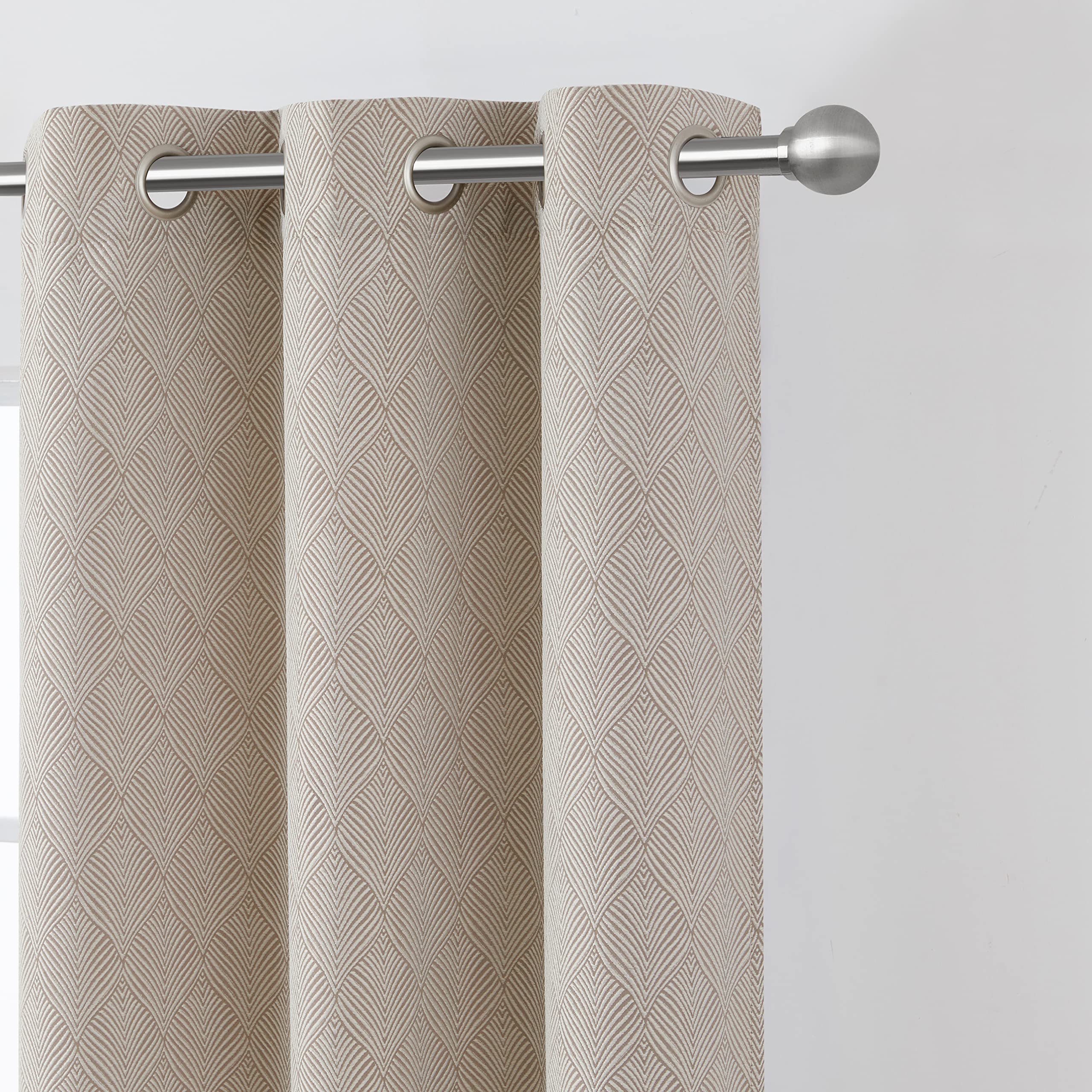 Tahari Home - Lustrous Grommet Top Curtain Panel Pair, Stylish Home Decor for Living Room & Bedroom (Galene Taupe, 76