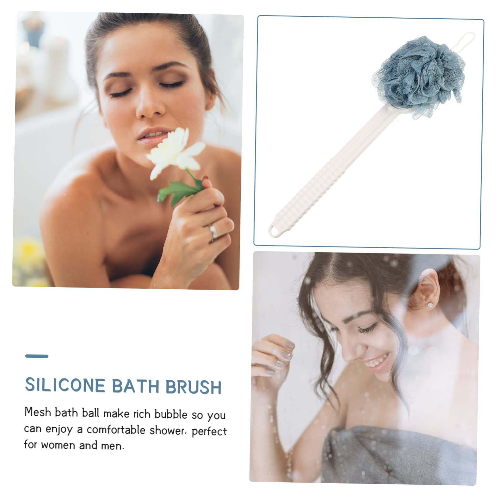 FOMIYES Long Handle Bath Brush with Soft Flexible Bristles - Exfoliating Body Scrubber for Shower & Bath - Back Scrubber for Women & Men - Perfect for Hard-to-Reach Areas & Deep Cleansing