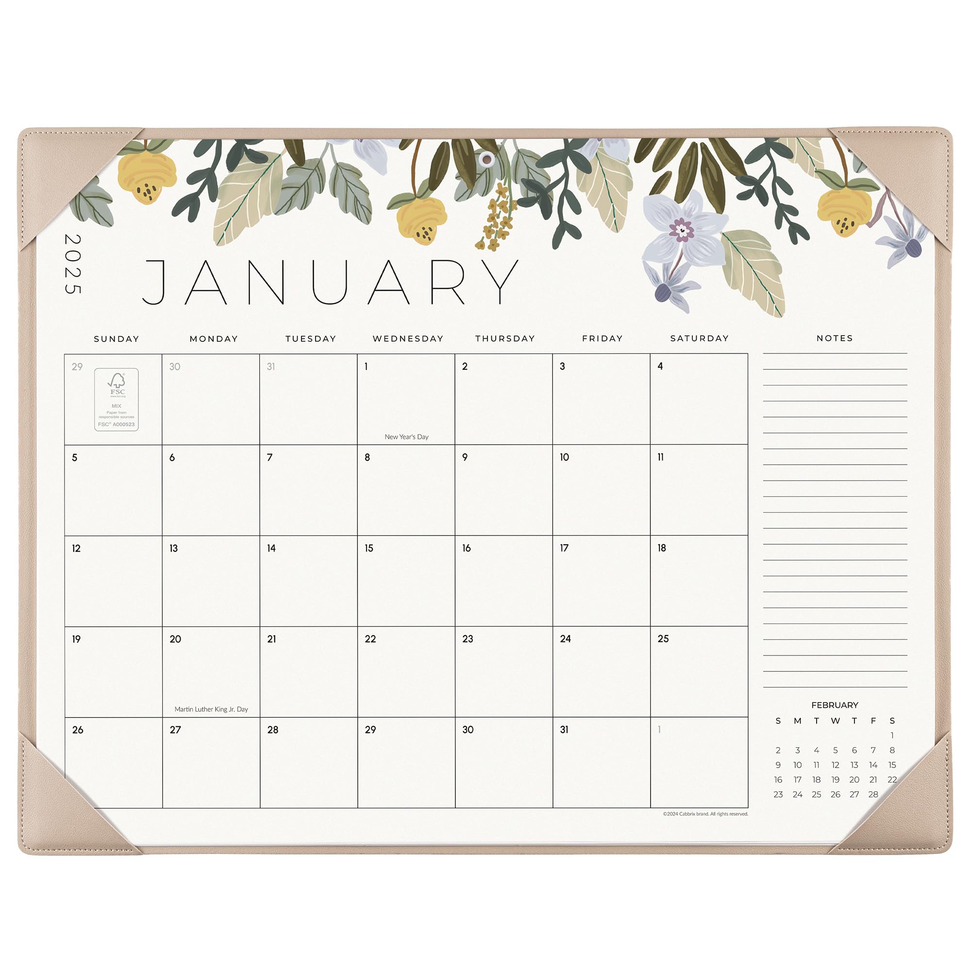 Cabbrix 2025-2026 Floral Desk Calendar with Desktop Mat - 22 x 17 Inch Large Academic Planner from March 2025 to June 2026 - Perfect for Home, School & Office Organization (Apricot Design) | Ideal for Planning, Scheduling & Productivity Boost