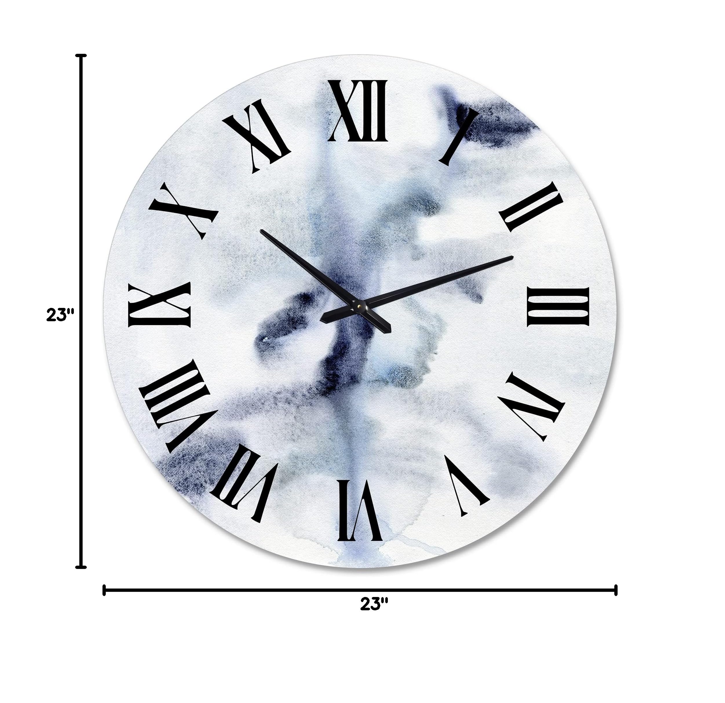 DesignQ Modern Abstract Dark Blue Clouds Fractal Wall Clock - Large Decorative Clock for Living Room, Bedroom, Office | Perfect for Home Decor & Interior Design