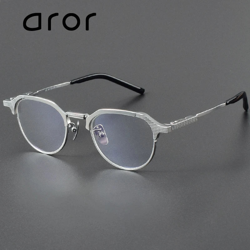 Stylish Aror Unisex Full Rim Flat Top Oval Brow Line Titanium Eyeglasses 4032 - Lightweight & Durable Frames for Work, Reading, and Everyday Fashion