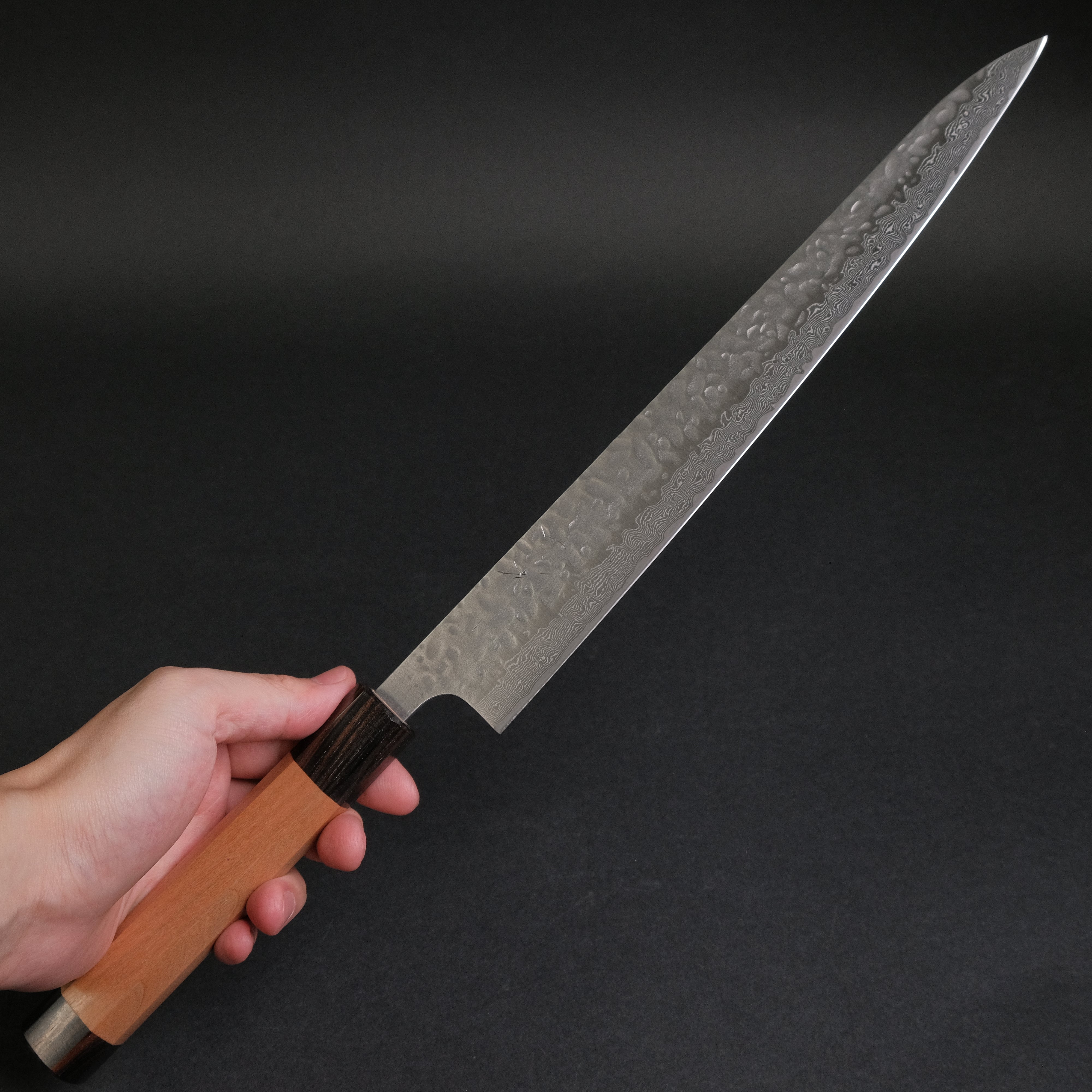 Hitohira Futana 270mm Sujihiki Knife - Stainless Tsuchime Damascus Blade with Cherry Wood Handle - Perfect for Slicing Sashimi, Roasts & Delicate Meats