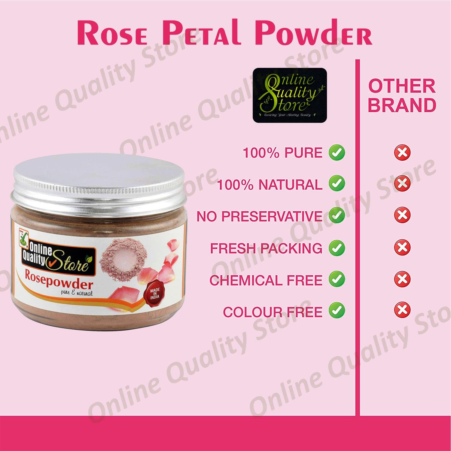Premium Rose Petal Powder for Face & Skin Care - 100% Natural Rosa Centifolia (Gulab) | Brightening Facial Mask, Anti-Aging Treatment & Hair Care | 125g | Perfect for DIY Spa, Bridal Glow & Daily Skincare Routine