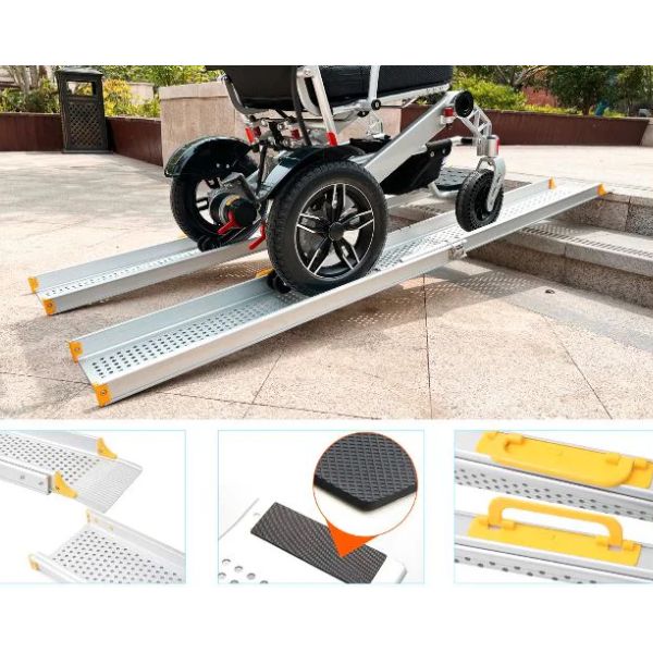 GO Ramp Portable 8 FT Telescopic Ramp By GomfyGo - Lightweight Aluminum Loading Ramp for Wheelchairs, Scooters, Motorcycles & ATVs - Perfect for Home, Garage & Outdoor Use