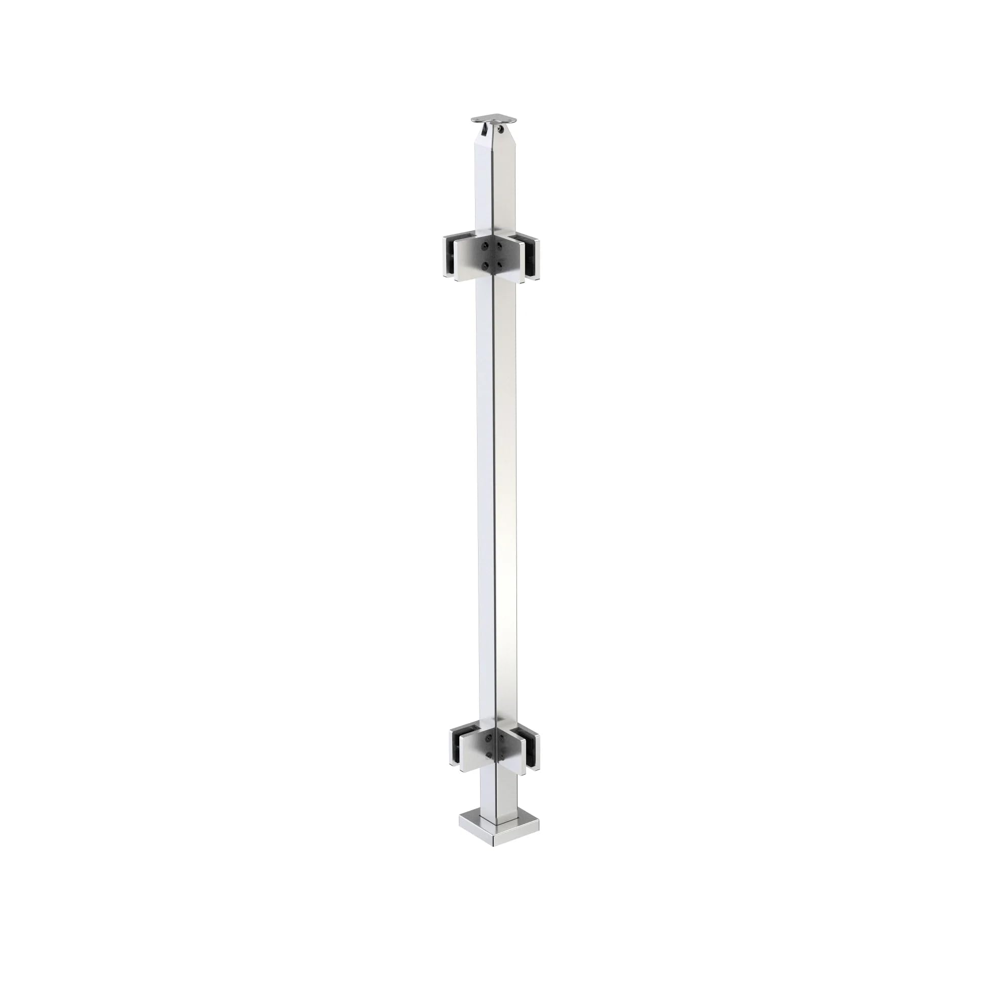 Stainless Steel 316 Glass Railing Post - Heavy Duty Square Surface Handrail Bracket for 3/8
