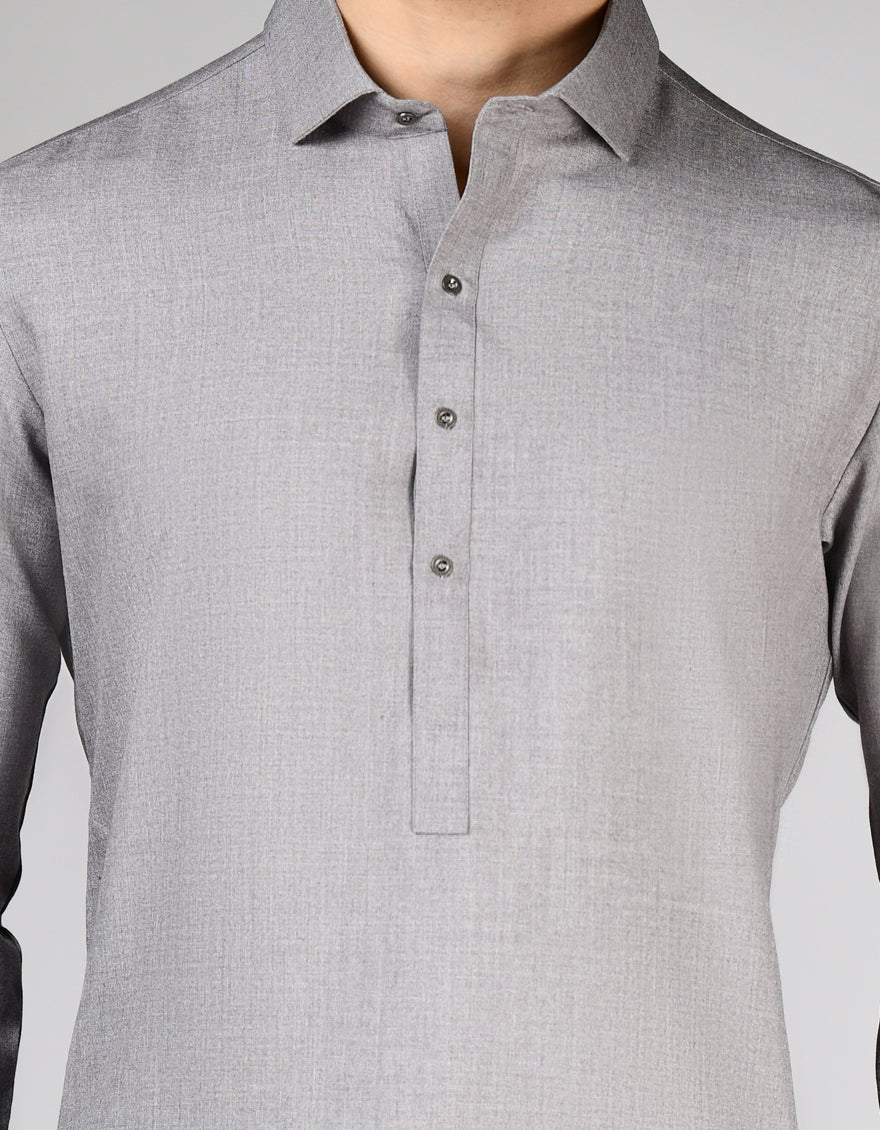 Elegant Blended Grey Shalwar Kameez by J. Junaid Jamshed - Premium Pakistani Traditional Outfit for Men - Perfect for Weddings, Eid & Special Occasions