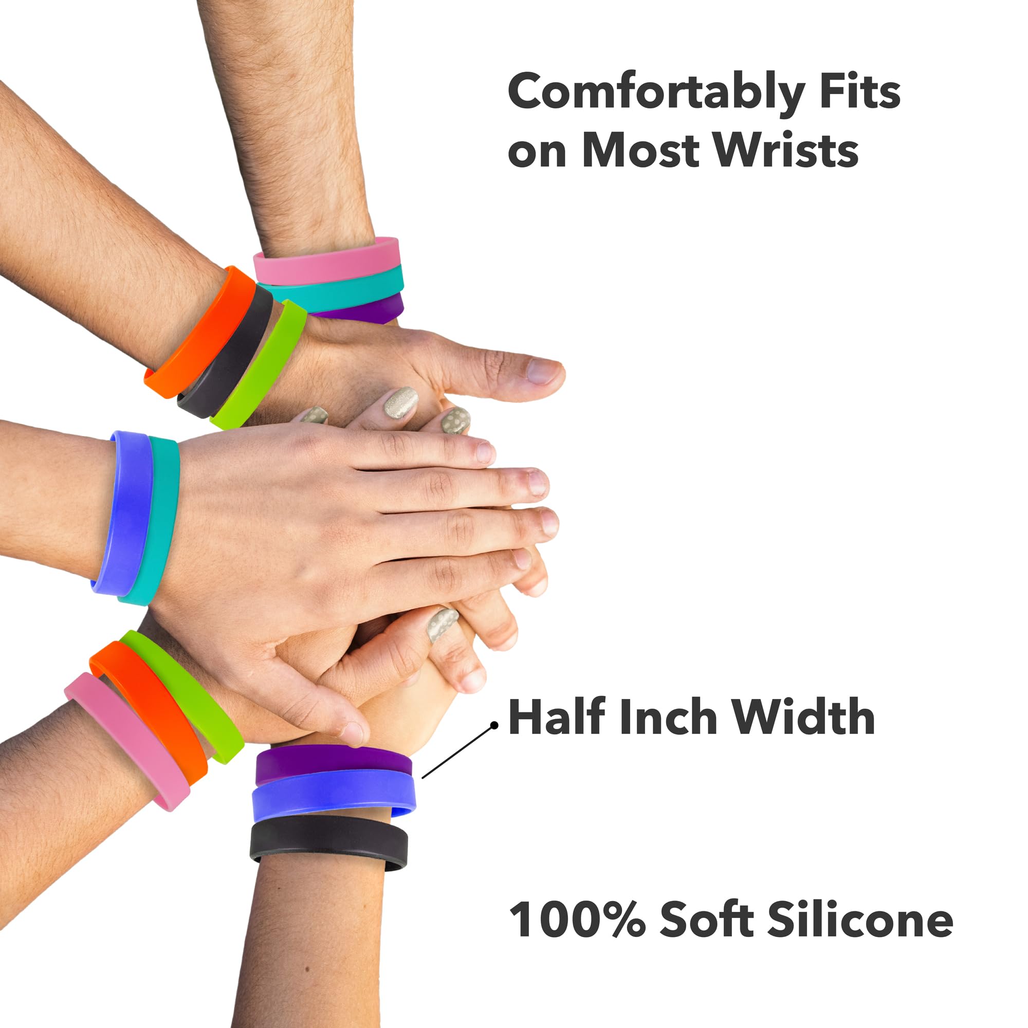 Custom Silicone Wristbands Personalized Rubber Bracelets for Men & Women - Bulk Debossed Wristbands for Events, Promotions, Parties & Fundraisers - Durable & Comfortable - Perfect for Team Building, Charity Events & Brand Awareness - Fast USA Shipping