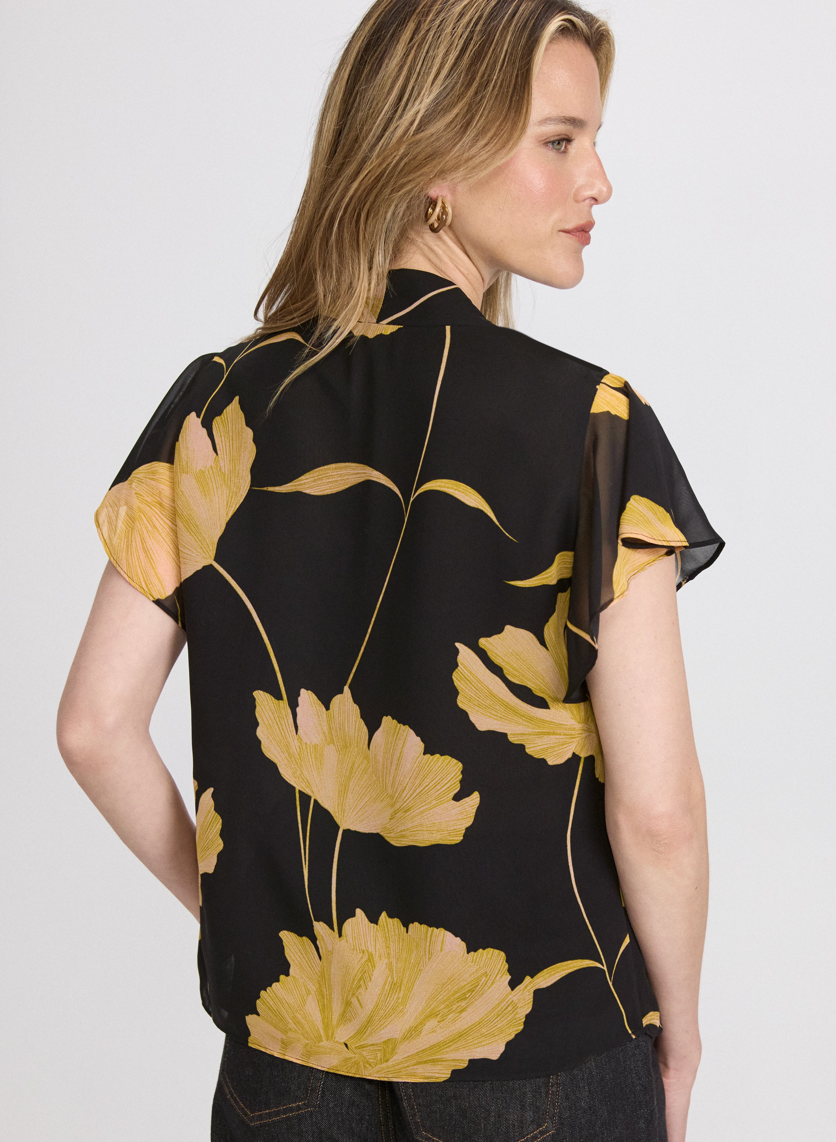 Elegant Floral Tie Neck Blouse for Women | Stylish Summer Office & Party Tops | Perfect for Work, Date Night & Special Occasions