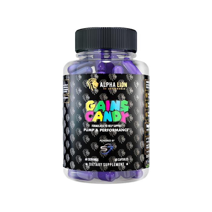 Alpha Lion Gains Candy S7 Pump & Performance Booster - 60 Caps for Muscle Growth, Strength & Endurance - Pre-Workout Supplement for Gym & Fitness Enthusiasts