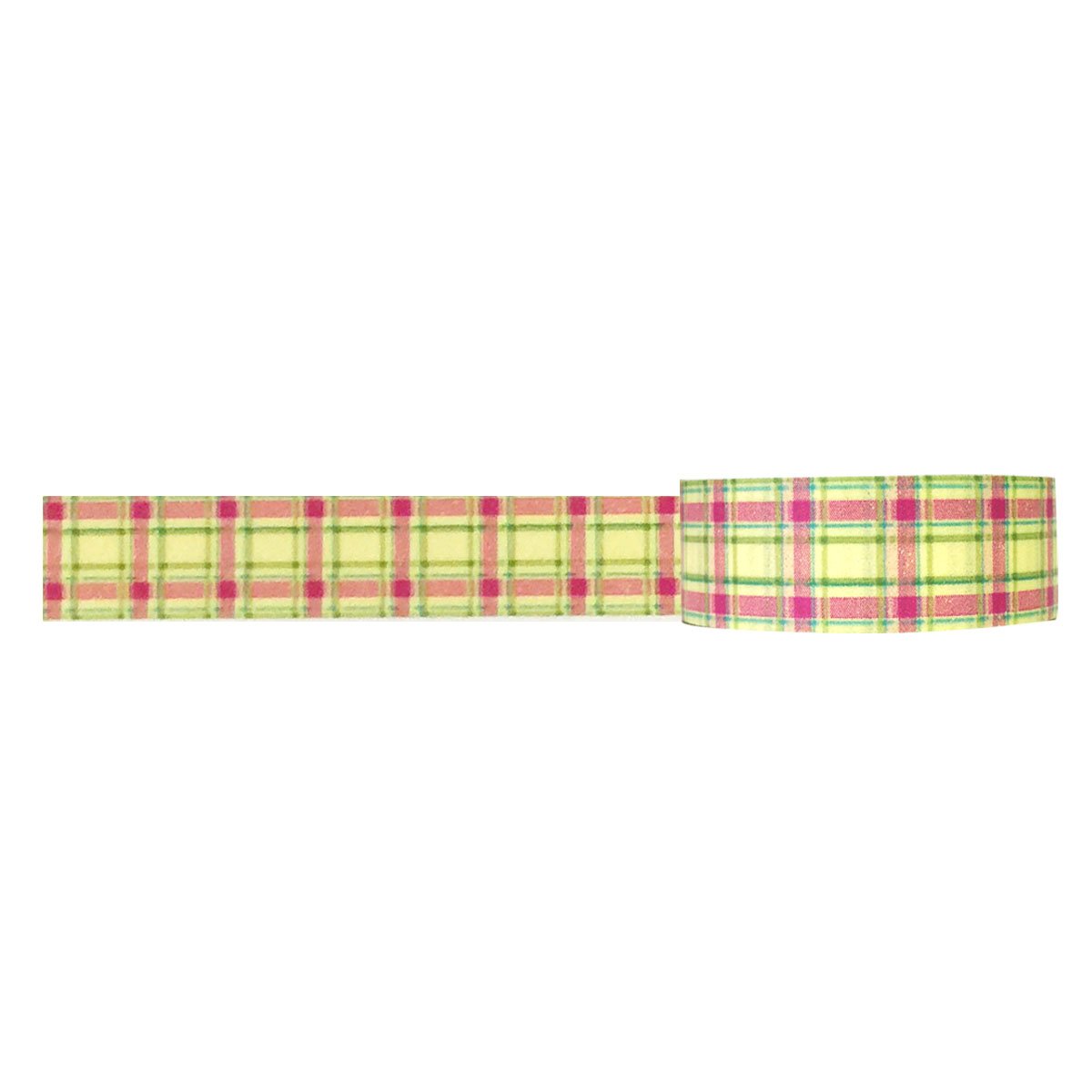 Allydrew Decorative Washi Masking Tape - Yellow and Pink Plaid Pattern for Scrapbooking, Journaling, DIY Crafts & Gift Wrapping