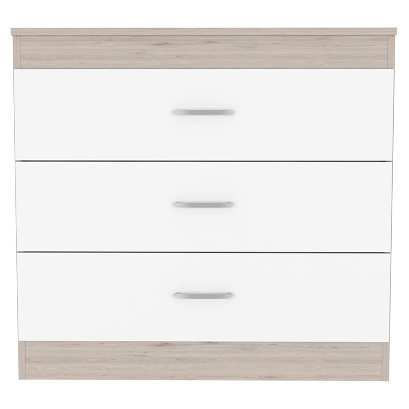 Modern 3-Drawer Wood Dresser for Bedroom - Light Gray/White Finish - Space-Saving Storage Solution for Clothes, Accessories & Home Organization