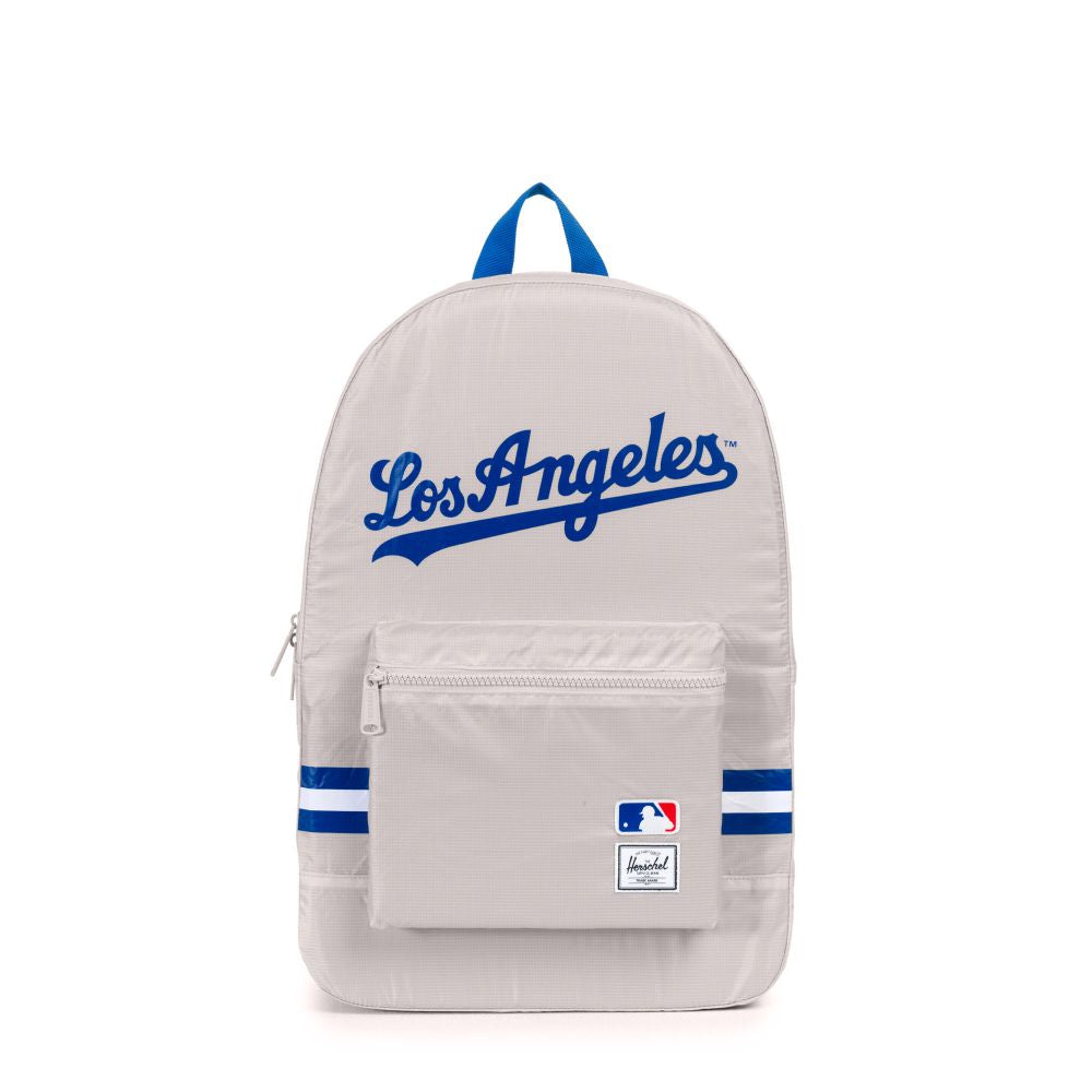 Herschel x MLB Los Angeles Dodgers Compact Daypack Backpack - Lightweight & Foldable for Travel, School & Outdoor Adventures (Grey)