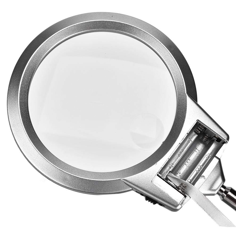LED Magnifying Glass Lamp with Adjustable Clamp - Dimmable Desk Light for Jewelry Watch Repair, Reading, Crafts & Hobbies | Flexible Gooseneck Design for Close Work & Detailed Tasks