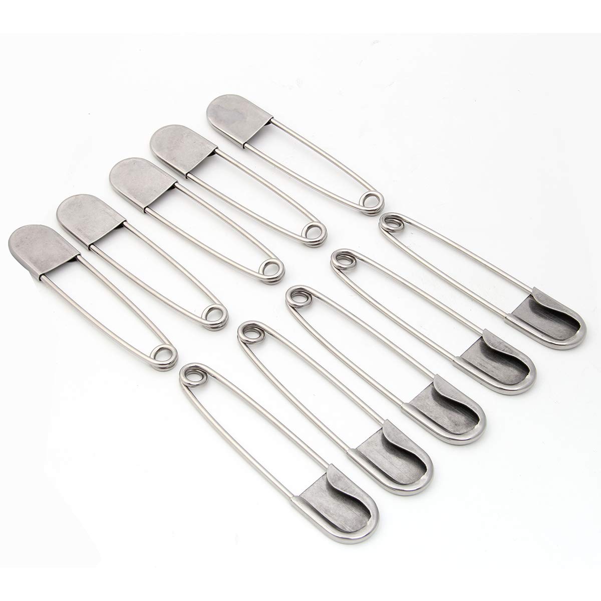 Coitak 5 Inch Large Safety Pins - 10PC Stainless Steel for Blankets & Laundry