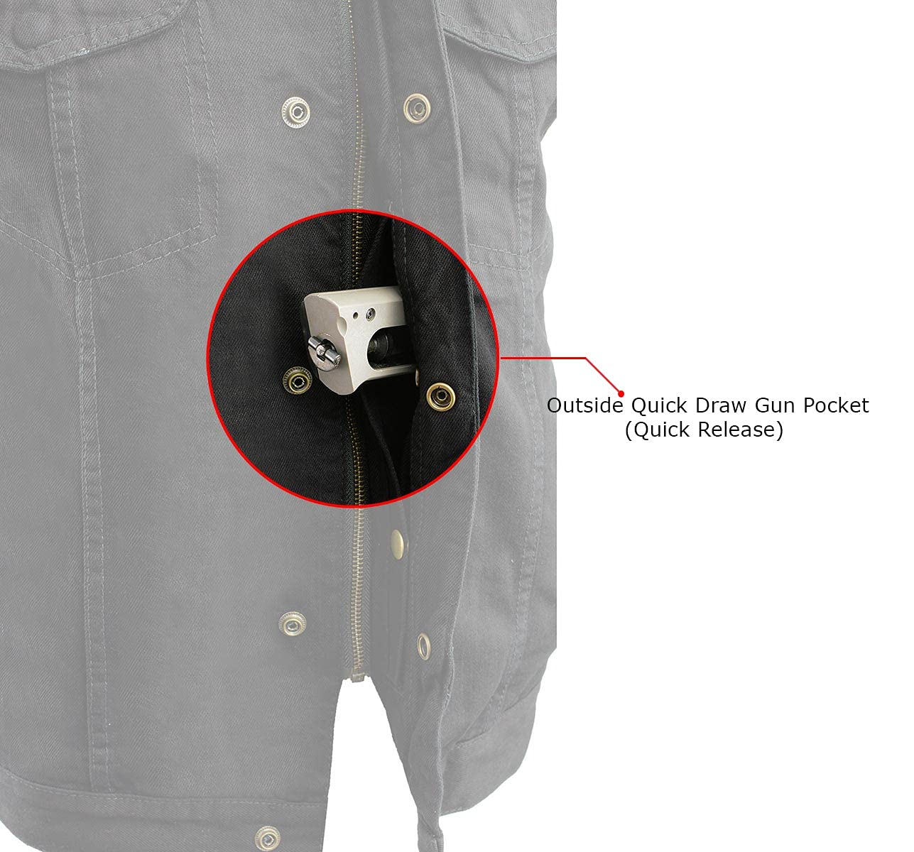 Milwaukee Leather MDM3000 Men's Brute Concealed Snap Black Denim Club Style Vest with Hidden Zipper - Perfect for Motorcycle Riding, Biker Events & Outdoor Adventures