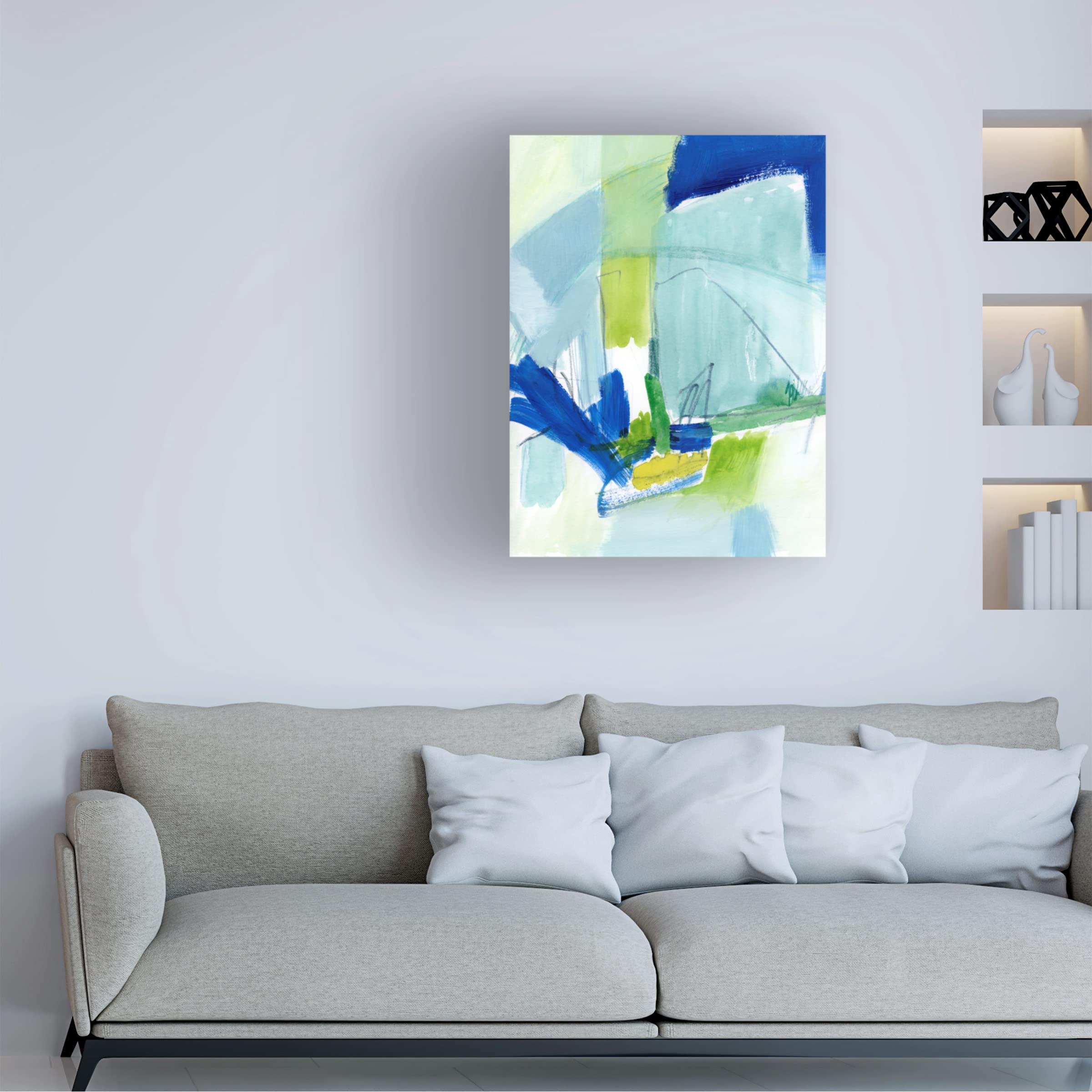Victoria Barnes 'Seaglass Harbor II' Canvas Wall Art Print - Coastal Beach Decor for Living Room, Bedroom & Office - Handmade Ocean Inspired Painting