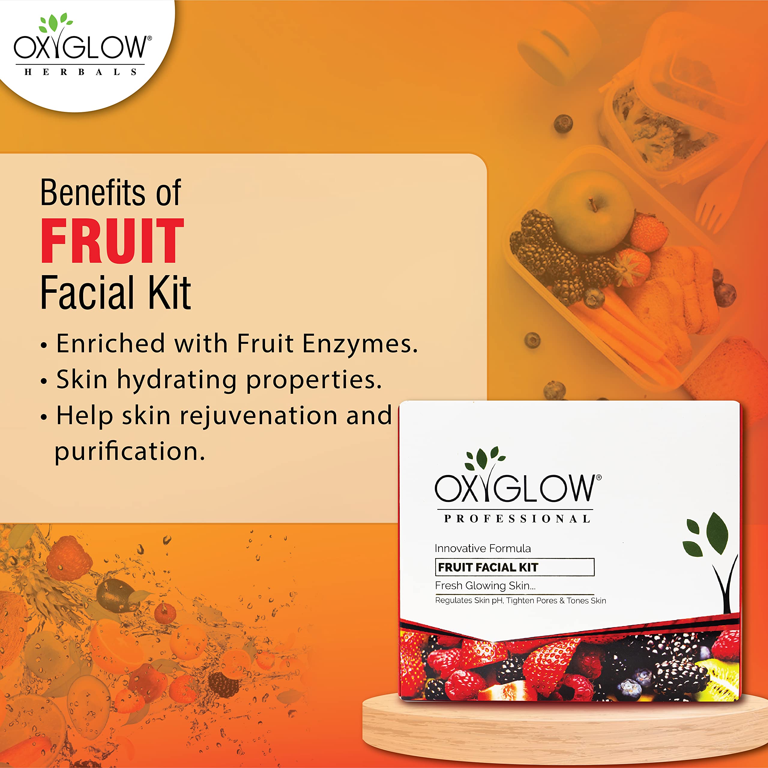 OxyGlow Herbals Multi Fruit Facial Kit for Glowing Skin | Hydrating & Regulating Skin Care | Enriched with Fruit Enzymes | 260g | Perfect for Daily Skincare Routine & Spa Treatments
