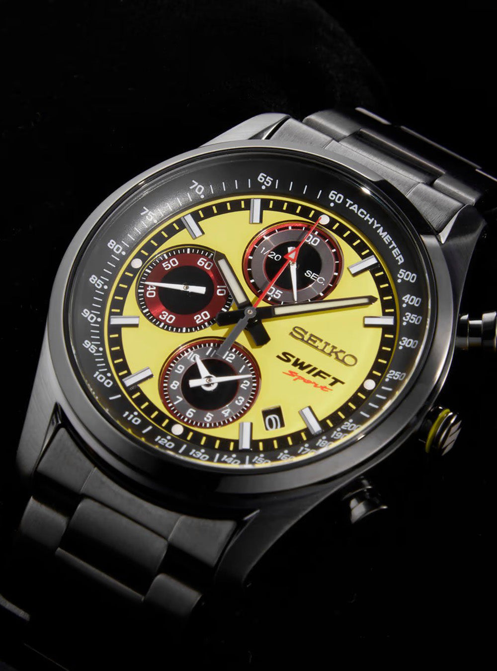 SUZUKI SWIFT SPORT × SEIKO Limited Edition Chronograph Watch - Champion Yellow - Japanese Made - Perfect for Racing Enthusiasts & Collectors