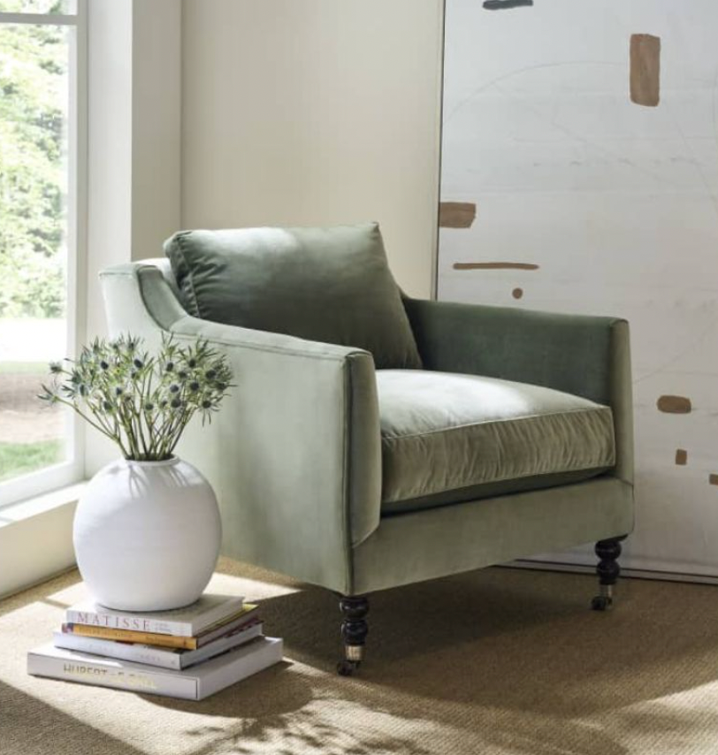 Miller Accent Chair - Modern Upholstered Lounge Chair for Living Room, Bedroom & Office - Comfortable Reading Chair with Sturdy Wooden Legs