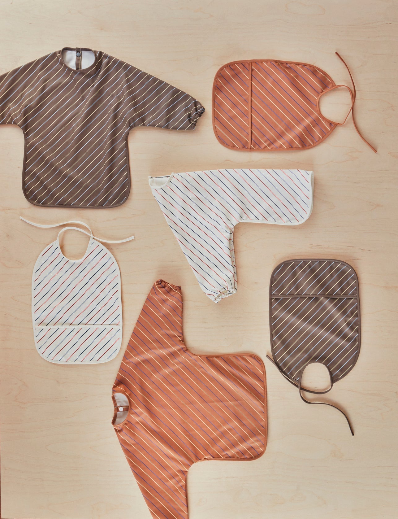 Striped Baby Bibs Pack of 2 - Soft Cotton Drool Bibs for Infants & Toddlers (Mellow/Choko Colors) - Perfect for Feeding, Teething & Messy Playtime