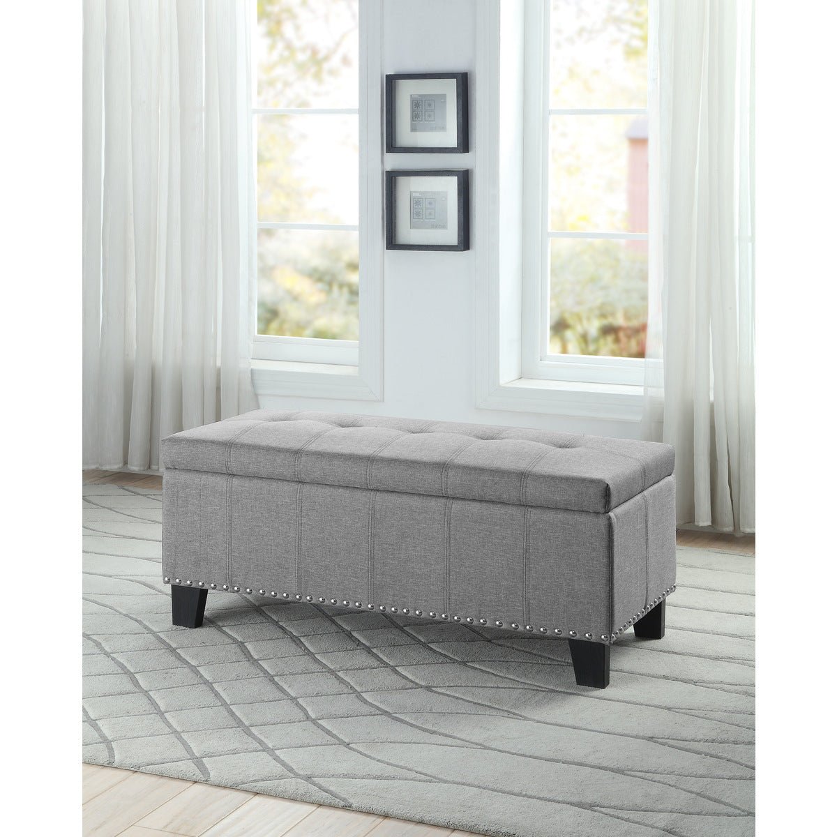 Grey Fedora Lift Top Storage Bench with Hidden Compartment - Perfect for Entryway, Bedroom, or Living Room Organization