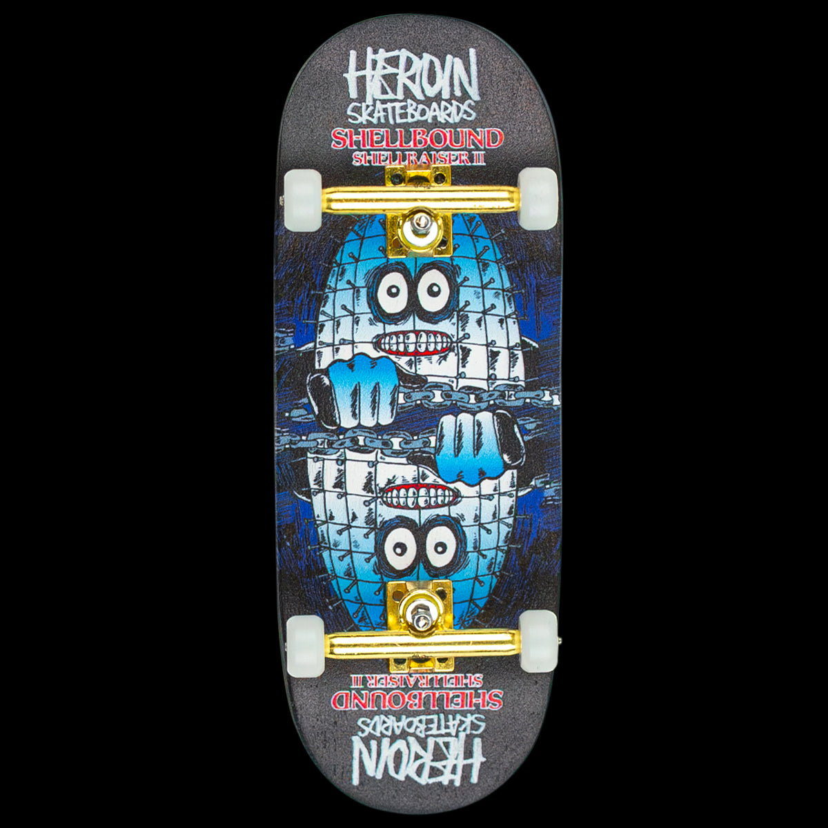 Heroin Skateboards Shellraiser II Complete Fingerboard - Professional Mini Skateboard for Tricks & Street Skating - Perfect for Indoor Practice & Desk Fun