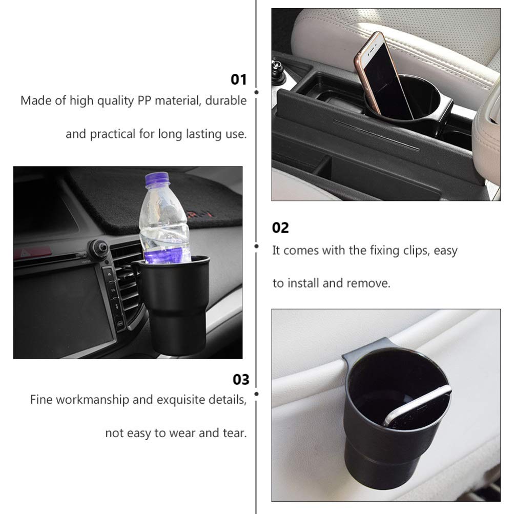 Wakauto 3-Piece Car Cup Holder & Trash Bin Set - Multifunctional PP Auto Drink Holder, Console Organizer for Cars & Trucks | Perfect for Road Trips, Commuting & Travel Accessories