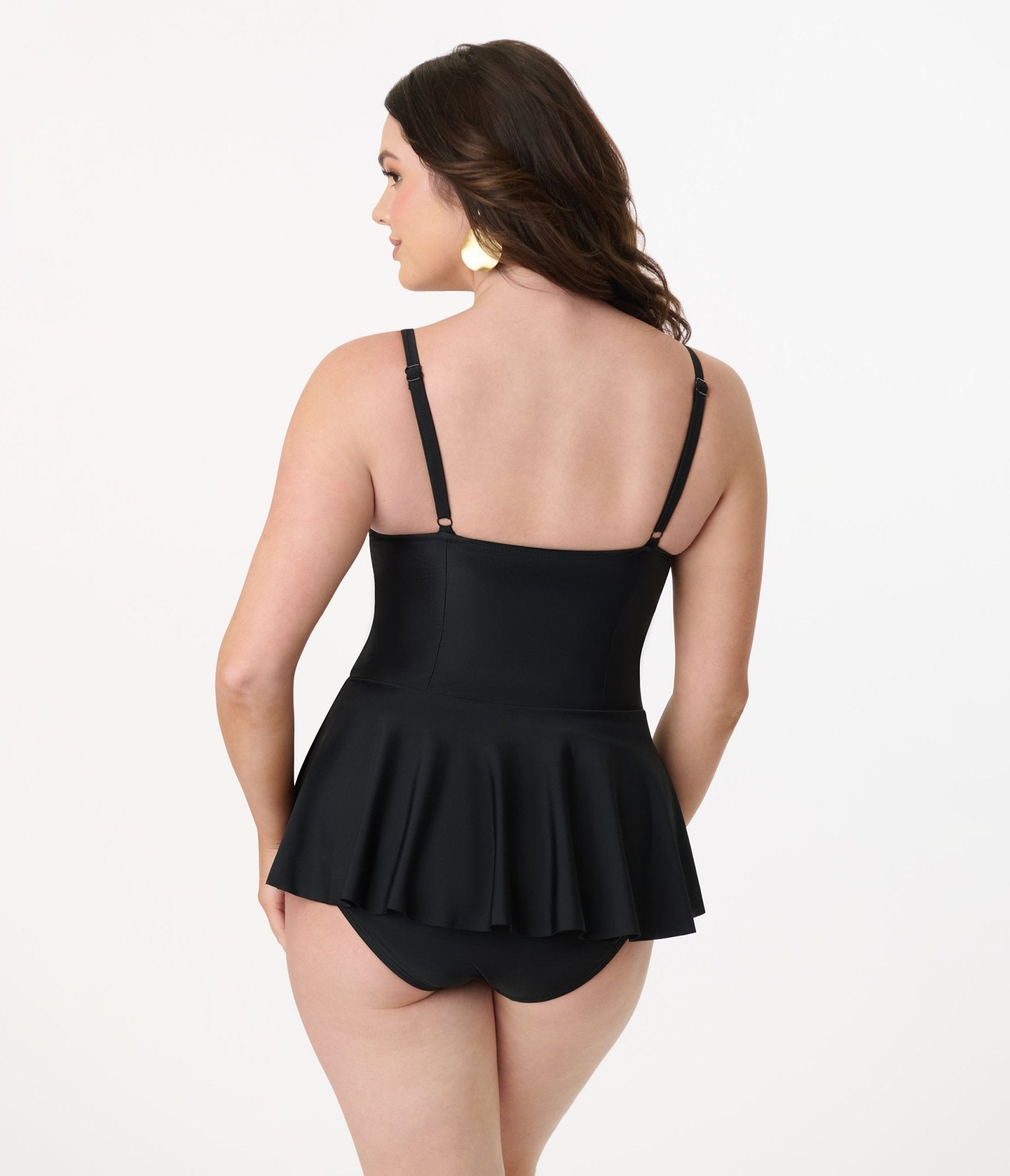 Vintage Black High Waist Skirted One Piece Swimsuit for Women - Retro Bathing Suit with Modest Skirt Coverage - Perfect for Beach Vacations, Pool Parties & Summer Getaways