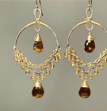 Petrol Tourmaline & Oxidized Silver Gold Earrings for Women | Handmade Boho Jewelry | Perfect for Weddings, Parties & Everyday Wear