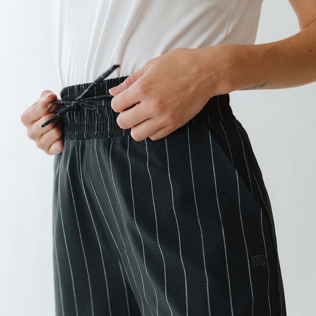 Audrey Women's Navy Pinstripe Dress Pants - Professional Office Work Trousers for Business Casual & Formal Occasions