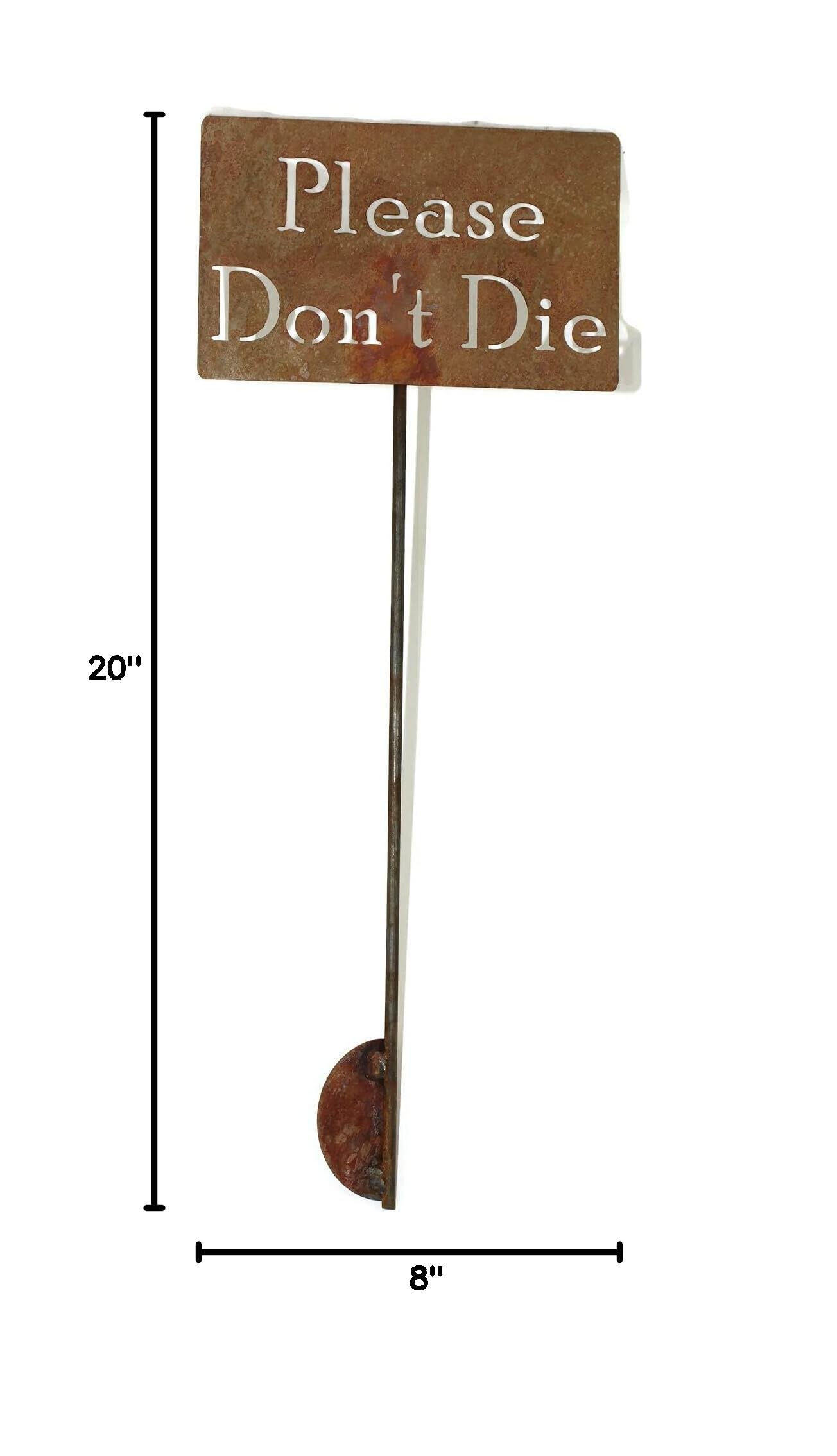 Funny Garden Stake 20-33 Inches Tall - 'Please Don't Die' Humorous Plant Marker for Outdoor Gardens, Flower Beds & Yard Decor