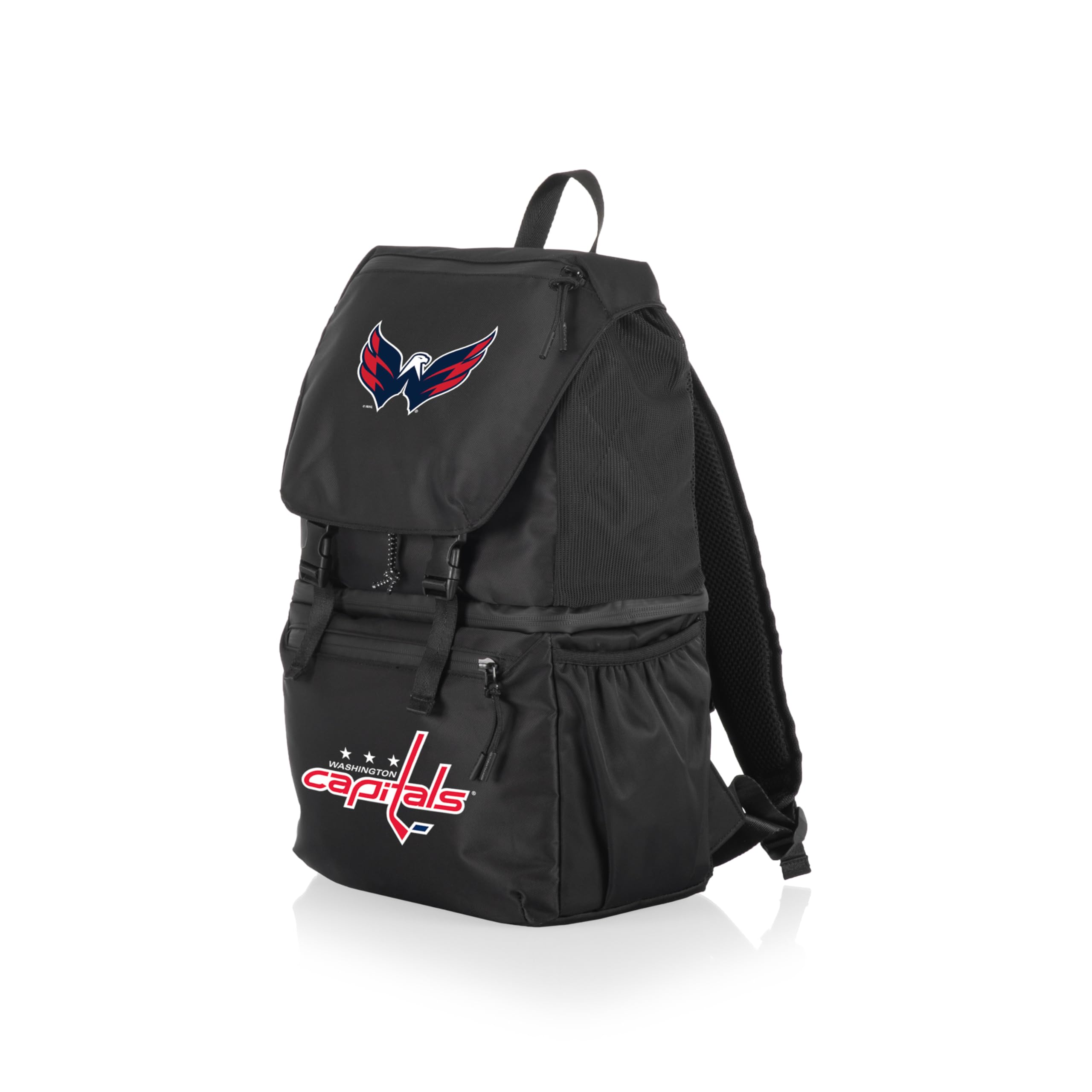 PICNIC TIME NHL Washington Capitals Recycled Material Backpack Cooler - Insulated Soft Cooler Bag with Upcycled Fabric, Carbon Black | Perfect for Tailgating, Beach Trips & Outdoor Adventures