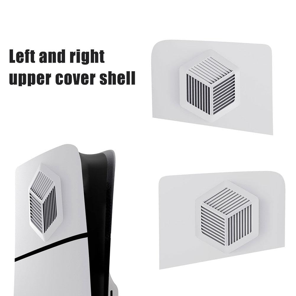 PS5 Slim Console Faceplate Cover - White ABS Replacement Side Shell with Cooling Vents & Dustproof Design for PS5 Slim Disc Edition - Perfect for Gaming Protection & Enhanced Cooling Performance