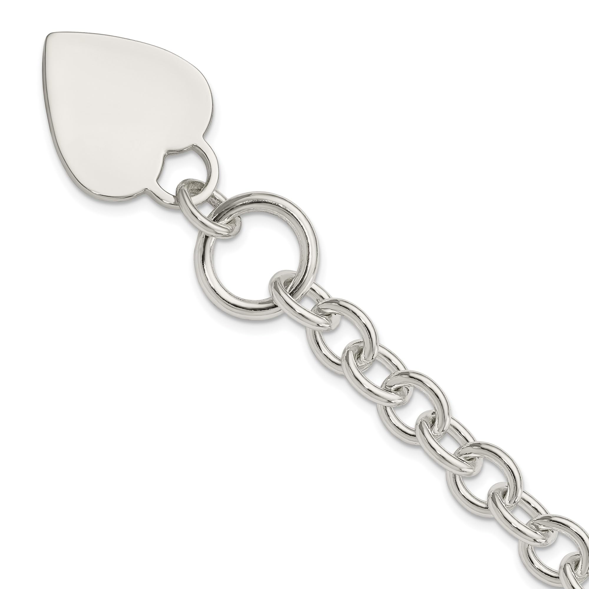 925 Sterling Silver Engraveable Heart Charm Bracelet with Toggle Clasp - Romantic Love Disc Pendant for Women - Perfect for Anniversary Gifts, Valentine's Day & Special Occasions