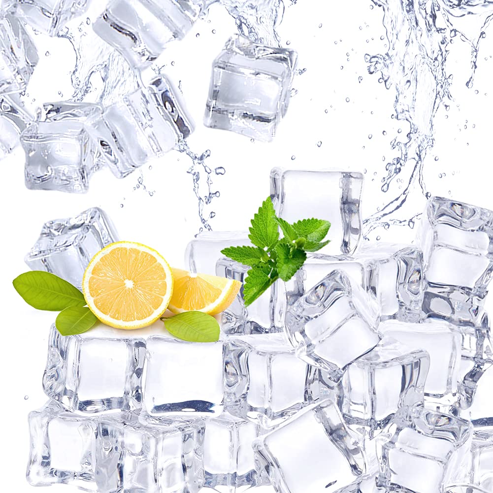 120 Pcs 20mm Clear Plastic Fake Ice Cubes - Reusable Square Acrylic Ice Display for Cocktails, Photography Props, Home Decor & Wedding Decoration - Perfect for Bars, Parties & Visual Merchandising
