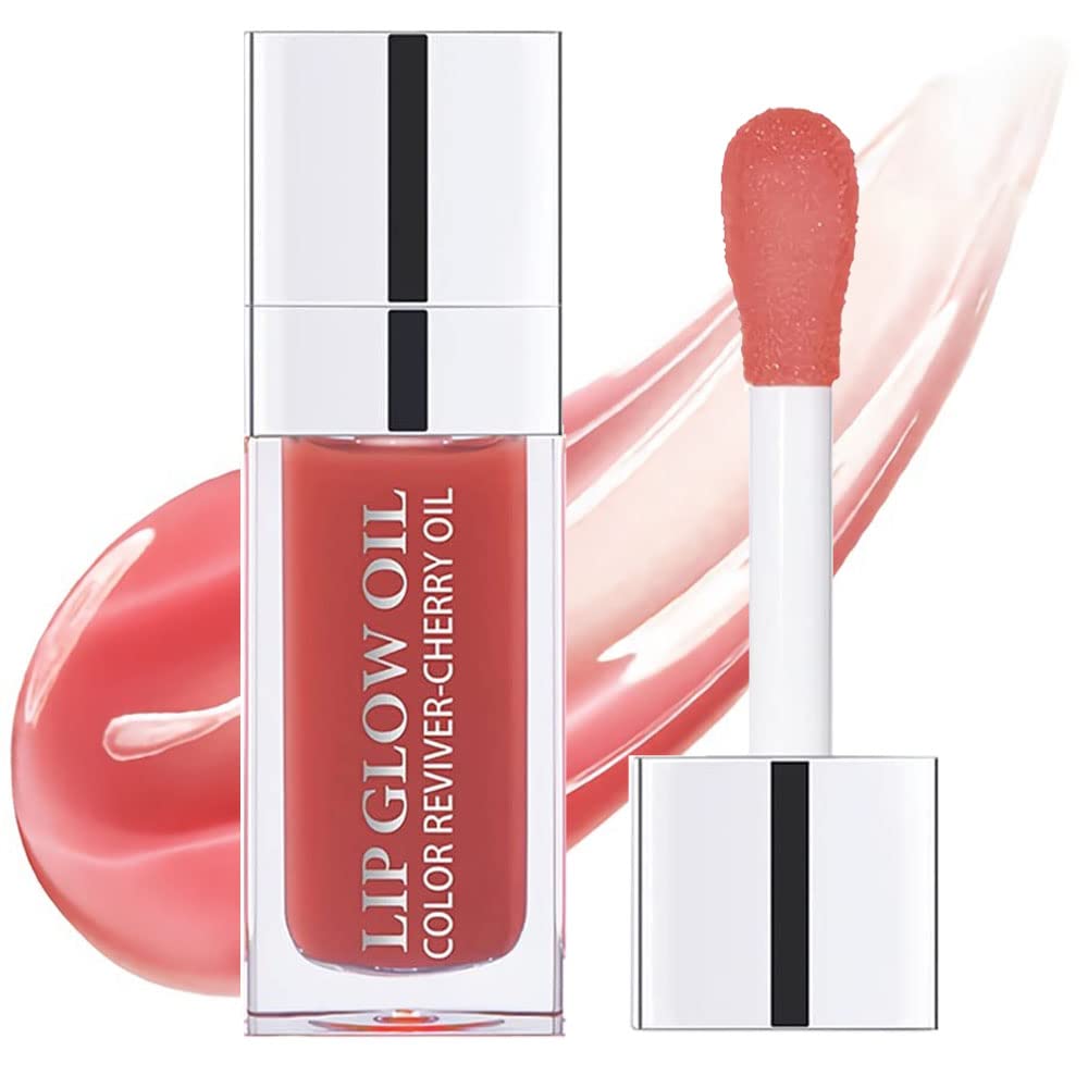 **Plumping Lip Oil with Hydrating Gloss & Tinted Balm – Long-Lasting Nourishing Lip Care, Non-Sticky Glitter Shine Primer (Rosewood) – Perfect for Daily Moisture & Nighttime Lip Treatment**