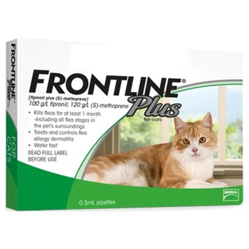 Frontline Plus Flea and Tick Treatment for Cats - Fast-Acting, Waterproof Protection | Prevent Fleas, Ticks & Lice - Ideal for Indoor & Outdoor Cats