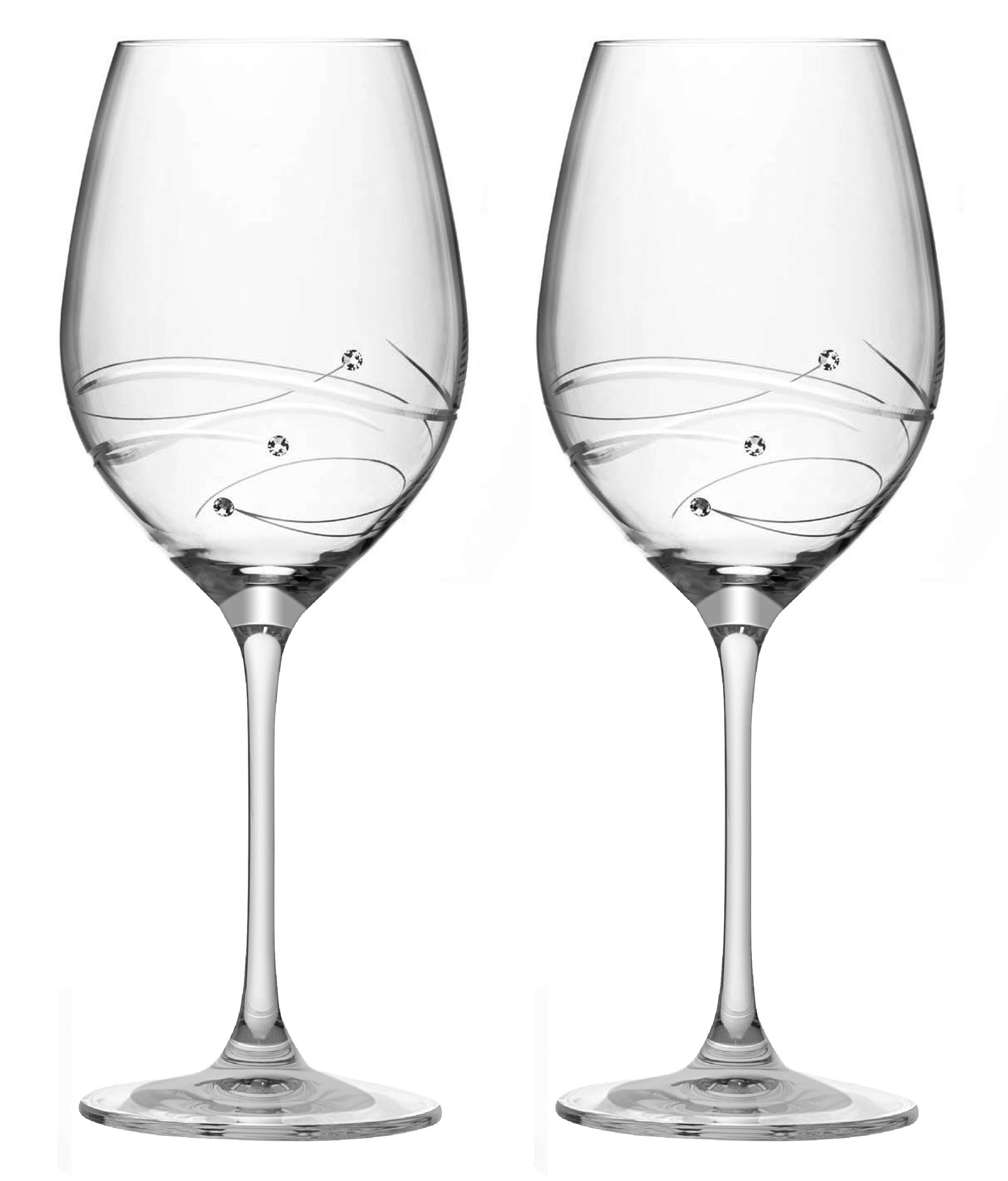 Barski Handmade Crystal Red Wine Glasses - 16 oz Elegant Diamond-Embellished Stemware - Set of 2 - European Craftsmanship - Perfect for Romantic Dinners & Wedding Gifts