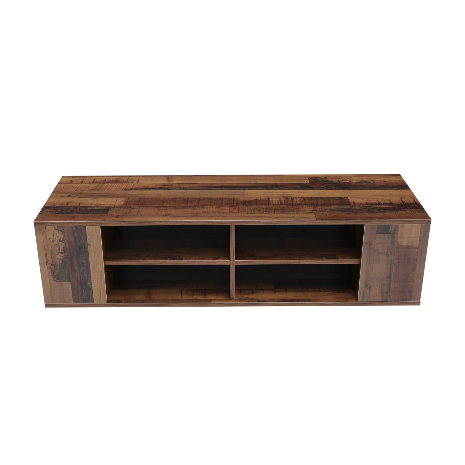 Bidook Floating TV Stand - Wall Mounted Media Console with Adjustable Height, Modern Brown Wooden Shelf for Living Room & Bedroom Entertainment Setup